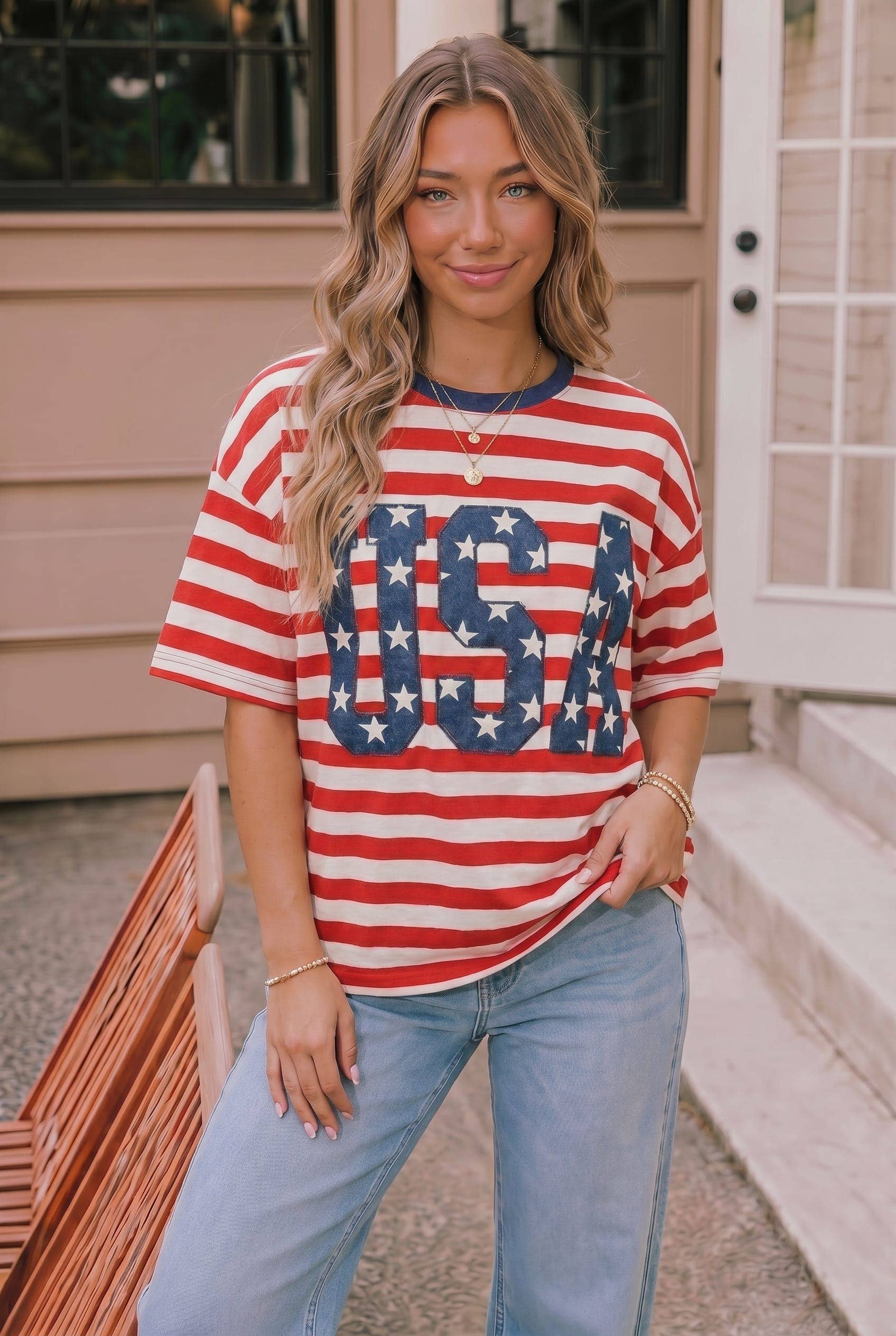 USA Oversized Tee- Curvy Size