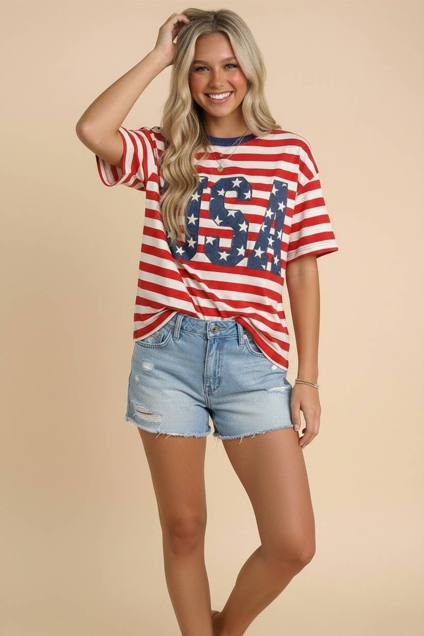 USA Oversized Tee- Curvy Size