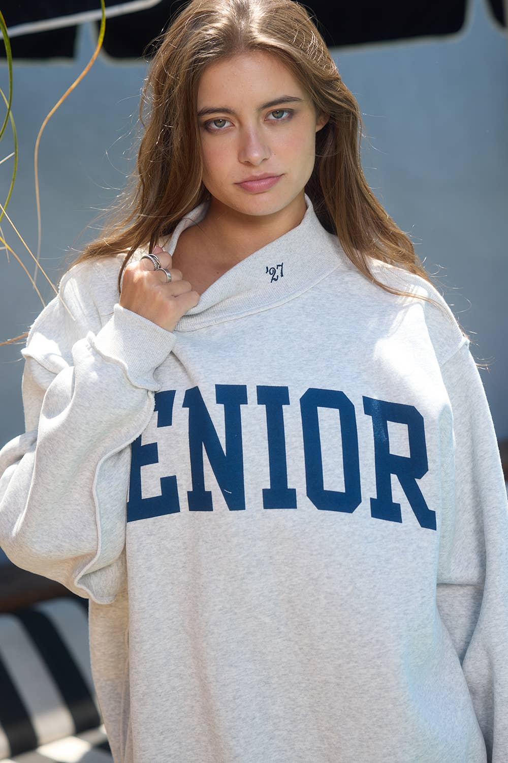 'SENIOR' Reversible Mock-Neck Sweatshirt