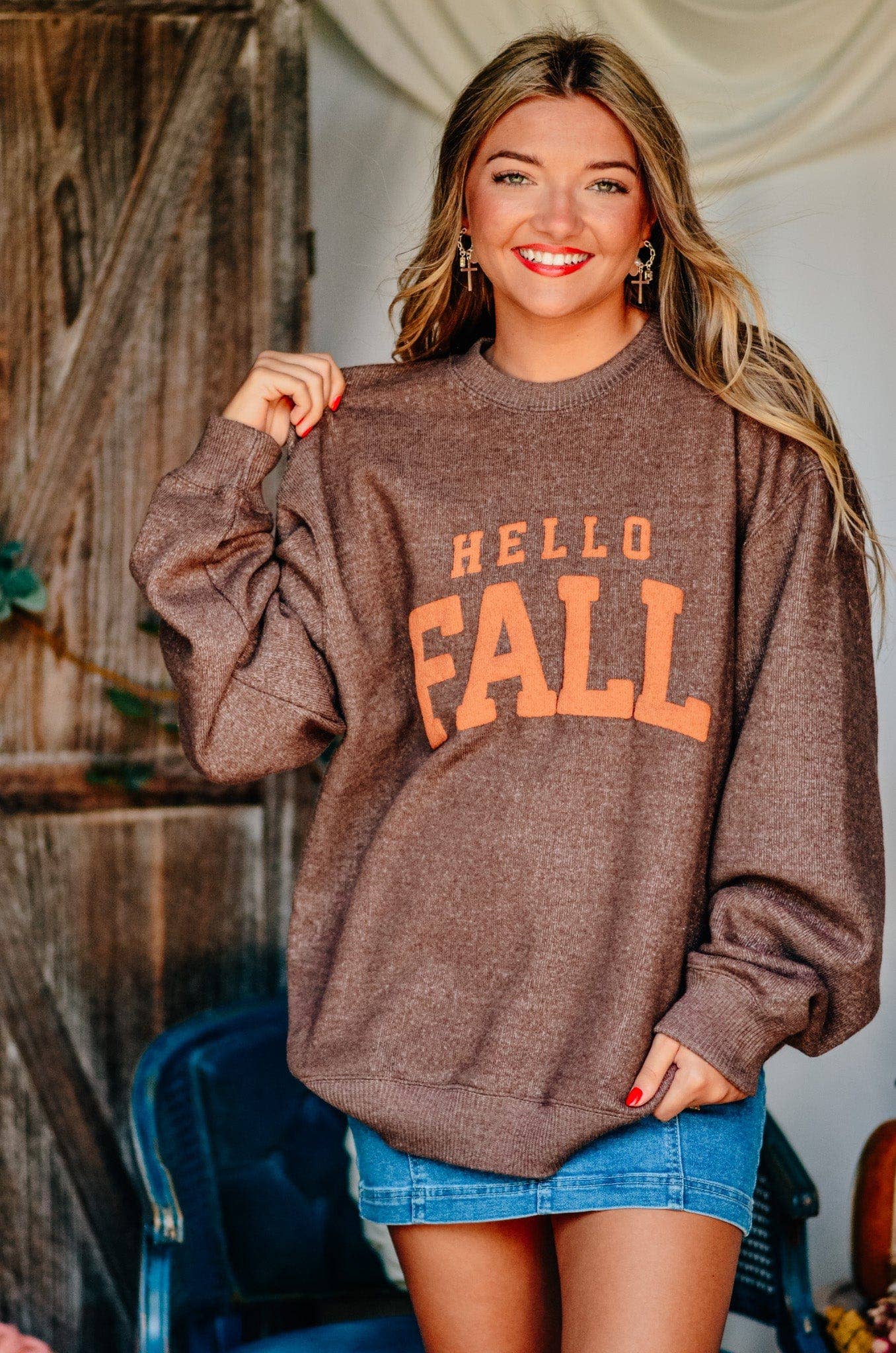 Hello Fall Knit Sweatshirt