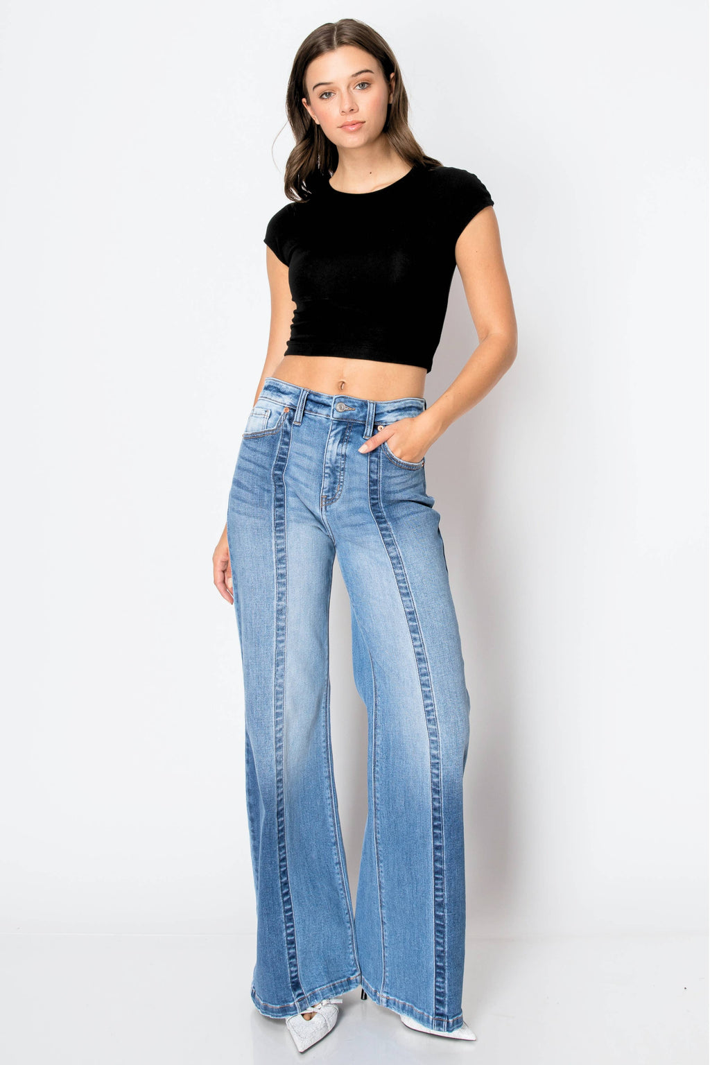 ECO FRIENDLY TUMMY CONTROL HIGH RISE STRETCH FLARE JEANS