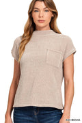 Chenille Waffle Short Sleeve Sweater