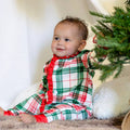 White Plaid Pajamas - Ruffle Buttflap - Christmas Plaid