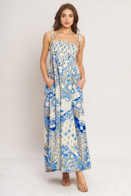 Blue Mix woven maxi dress -