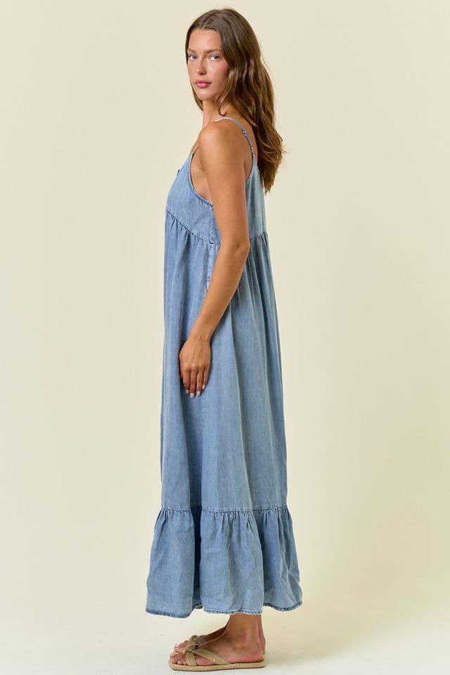 Tiered Ruffled Skirt Midi Dress