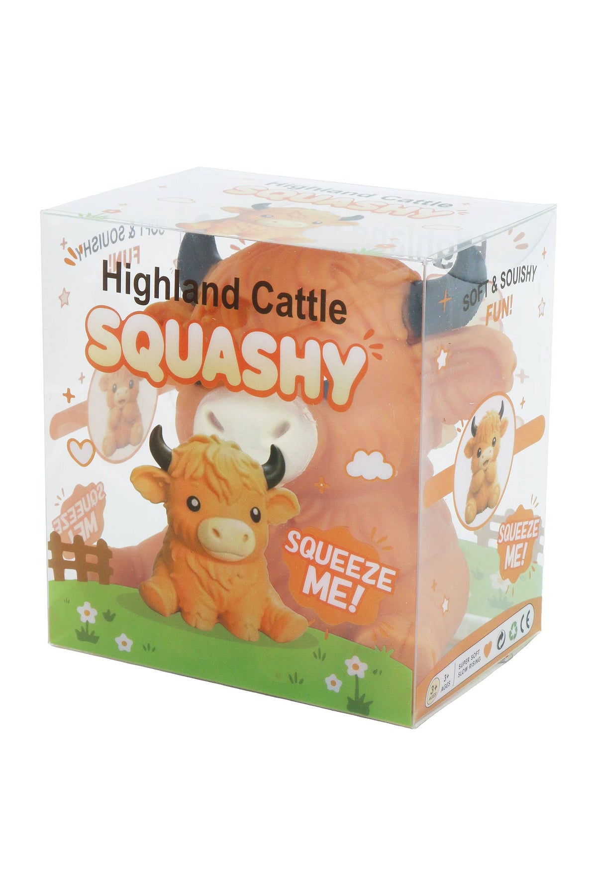 Jumbo 6 Inch Highland Cow Fluffy Slime Filled TPR Squishy