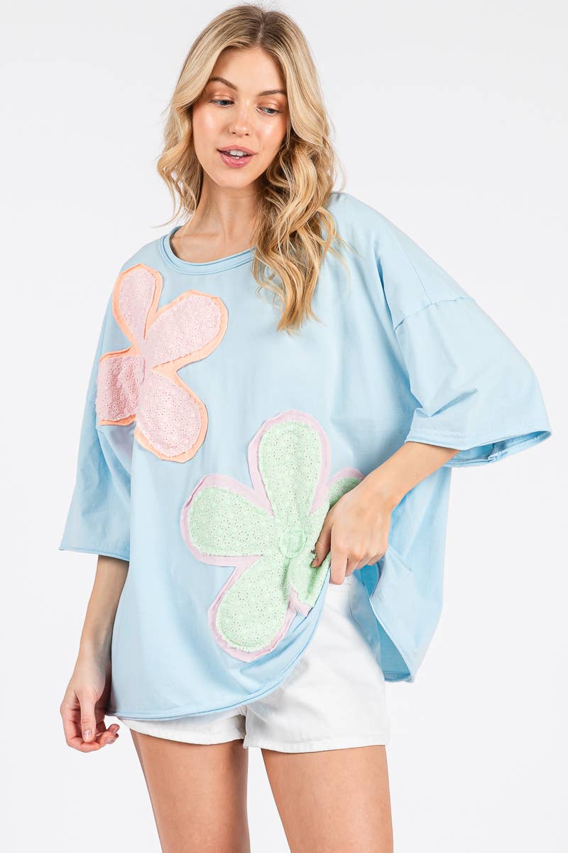 FLORAL PATCHWORK OVERSIZED TEE
