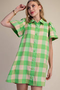 Lime Checkered Mini Dress