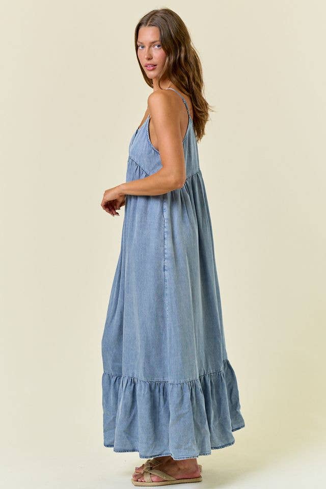 Tiered Ruffled Skirt Midi Dress