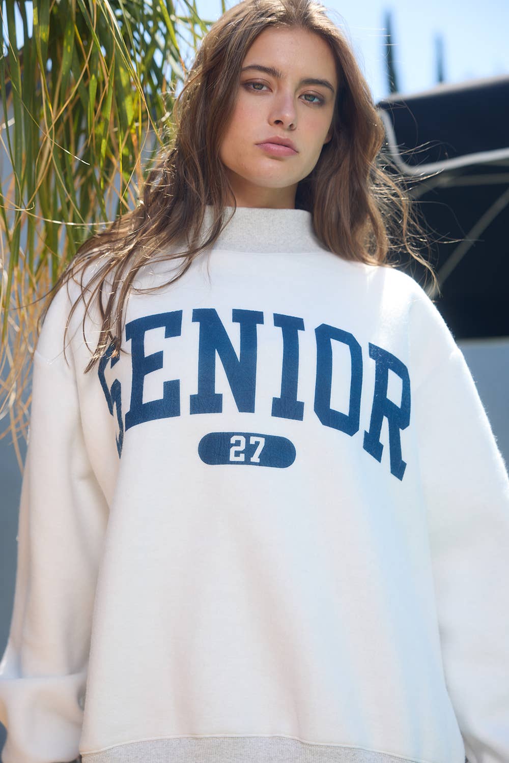 'SENIOR' Reversible Mock-Neck Sweatshirt