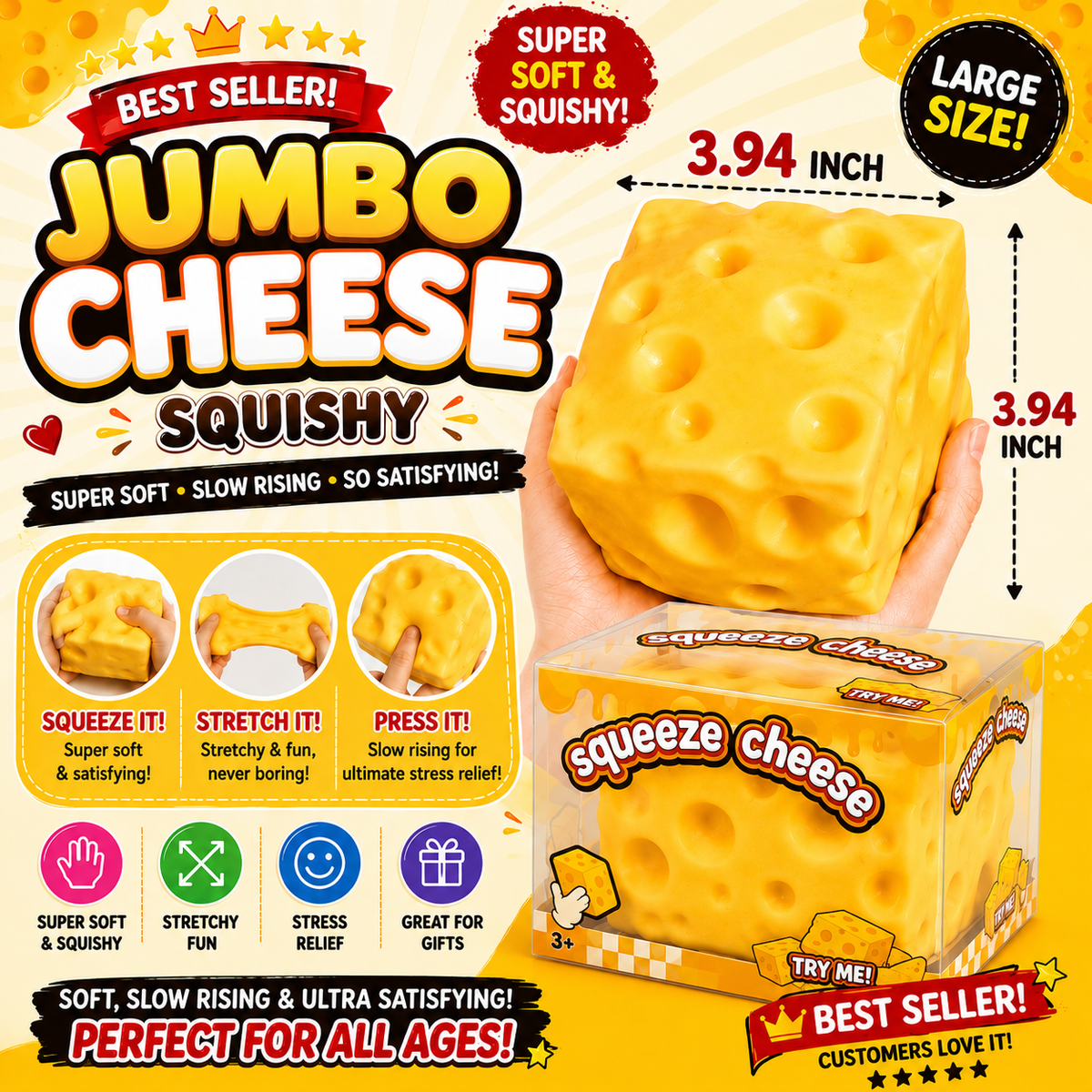 Jumbo Cheese– XL Squishy