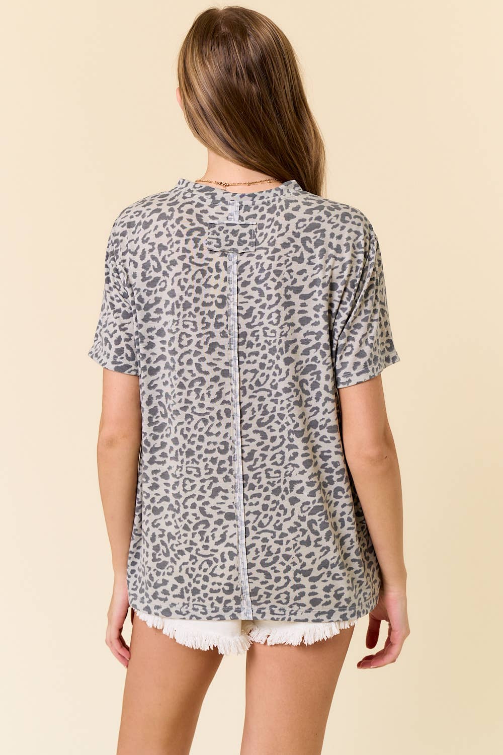 Leopard Print Crew Neck Short Sleeve Tee