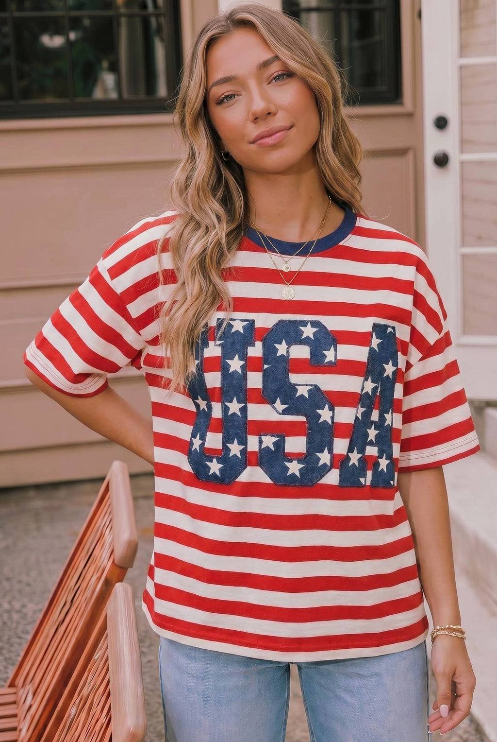 USA Oversized Striped Tee