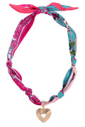 Sophia Glowing Heart Scarf Necklace in Fuchsia/Turquoise