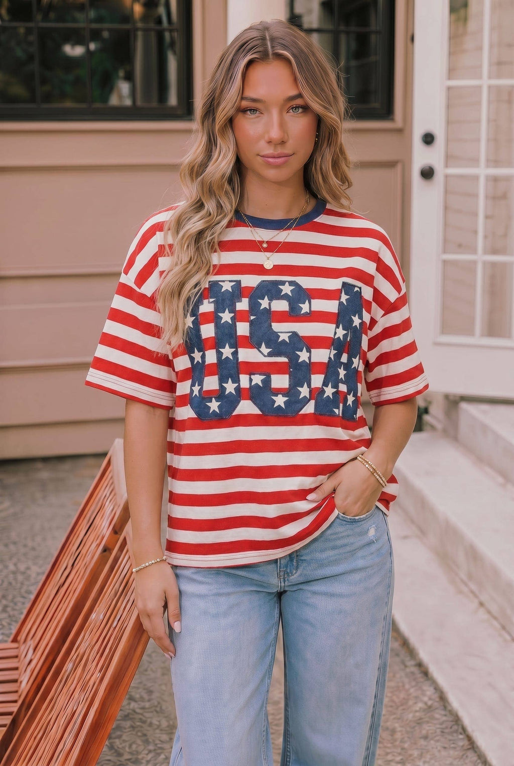 USA Oversized Tee- Curvy Size