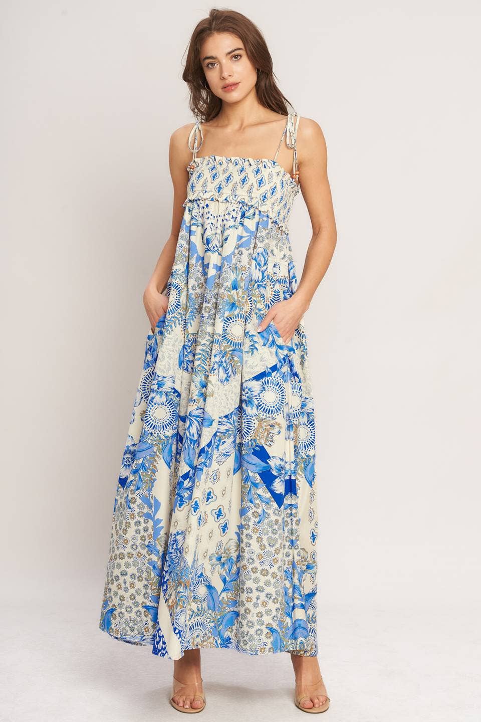Blue Mix woven maxi dress -