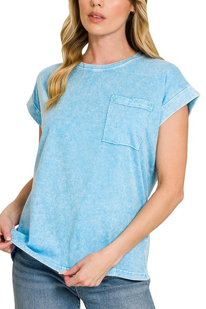 Halo Washed Cuffed Short Sleeve Tee