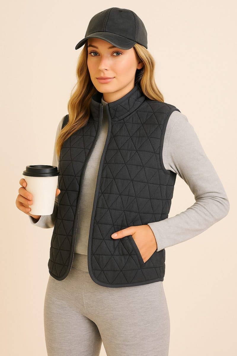Quilted Zip-up Vest