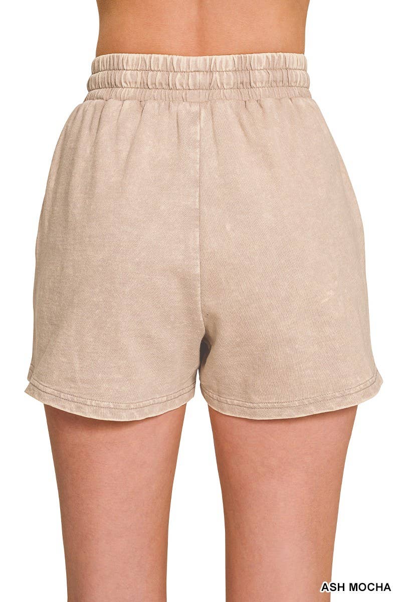 French Terry Acid Washed Relaxed Short Set