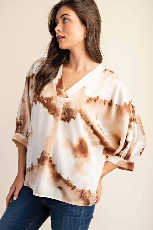 Printed Loose Fit Satin Blouse