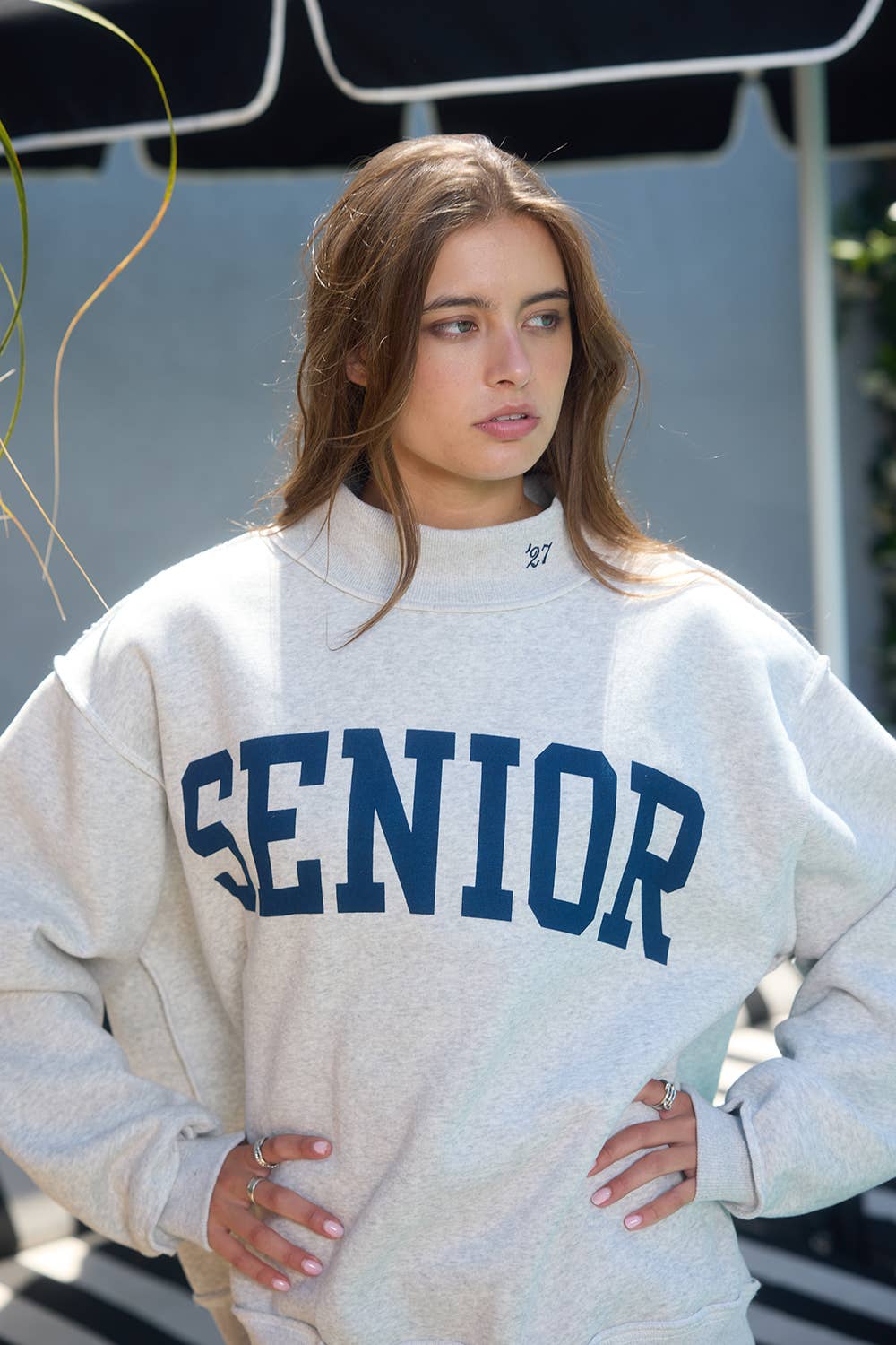 'SENIOR' Reversible Mock-Neck Sweatshirt