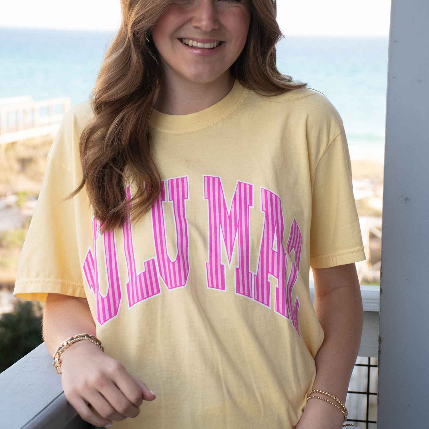 LM Pink Stripe Yellow Tee