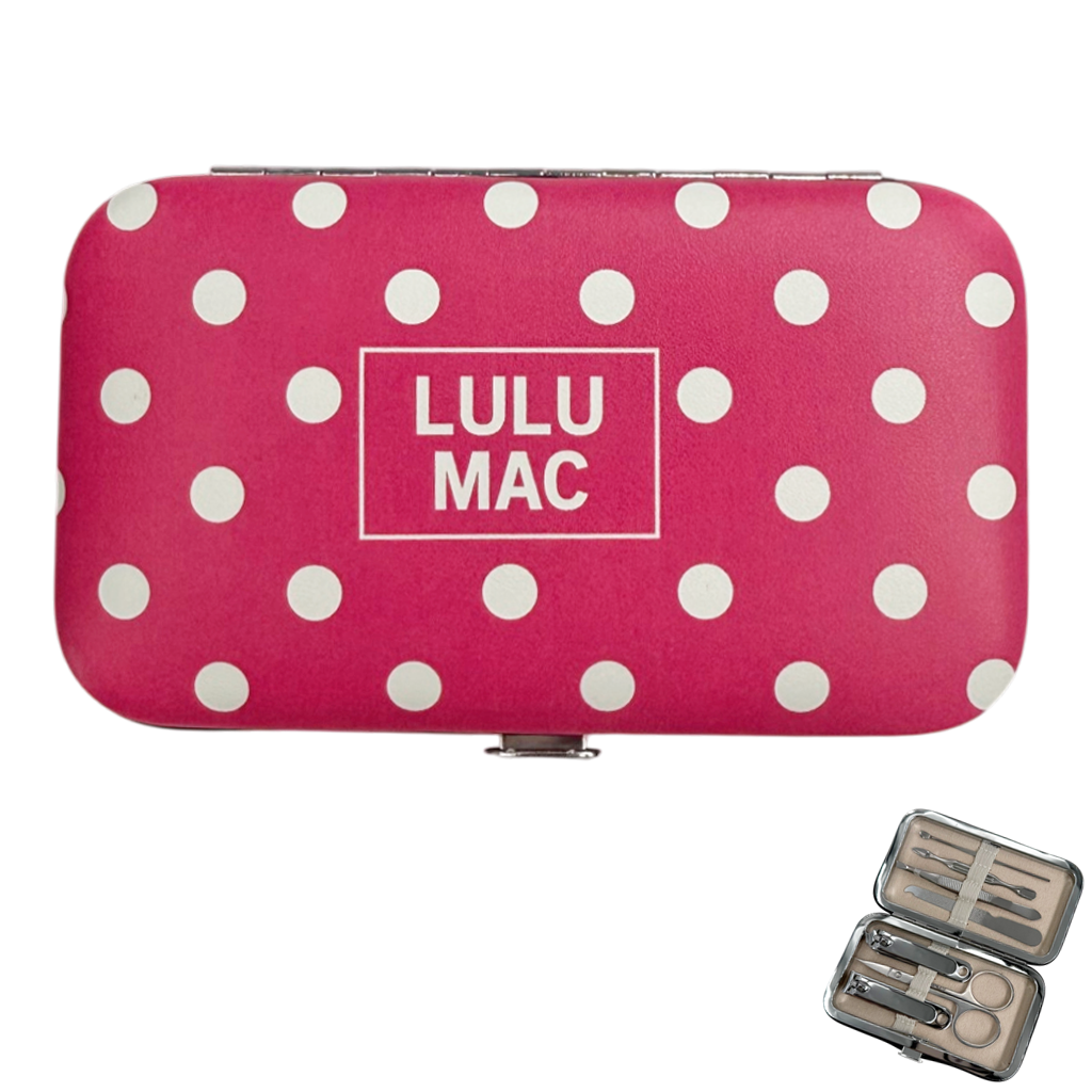 LM Hot Pink/White Dot Manicure Set