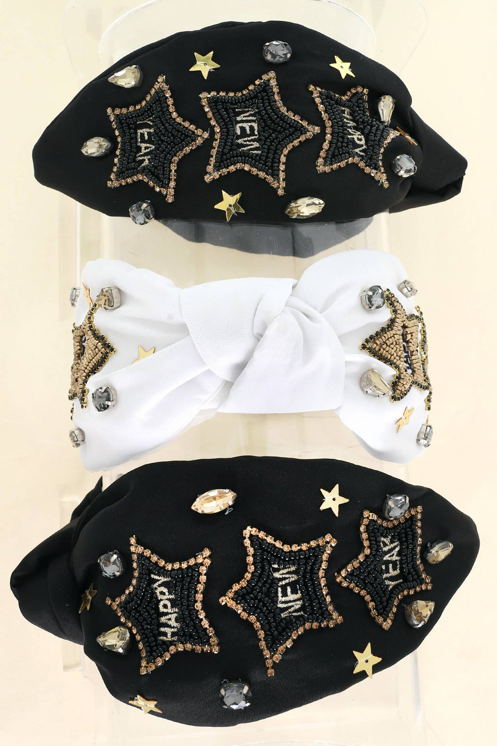 Happy New Year Beaded Jeweled Knotted Headband