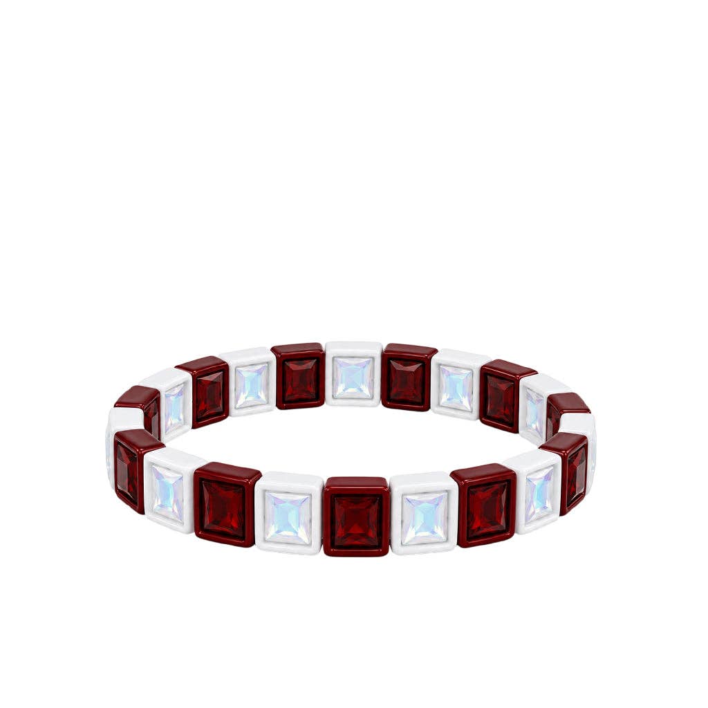 LM Crimson/White Rhinestone Bracelet