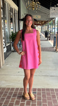 Medallion Embroidered Square Neck Shift Mini Dress