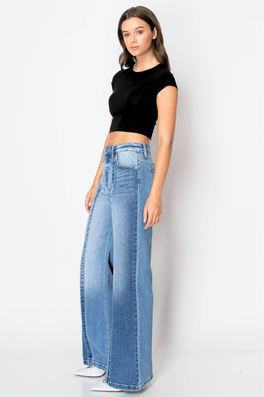 ECO FRIENDLY TUMMY CONTROL HIGH RISE STRETCH FLARE JEANS