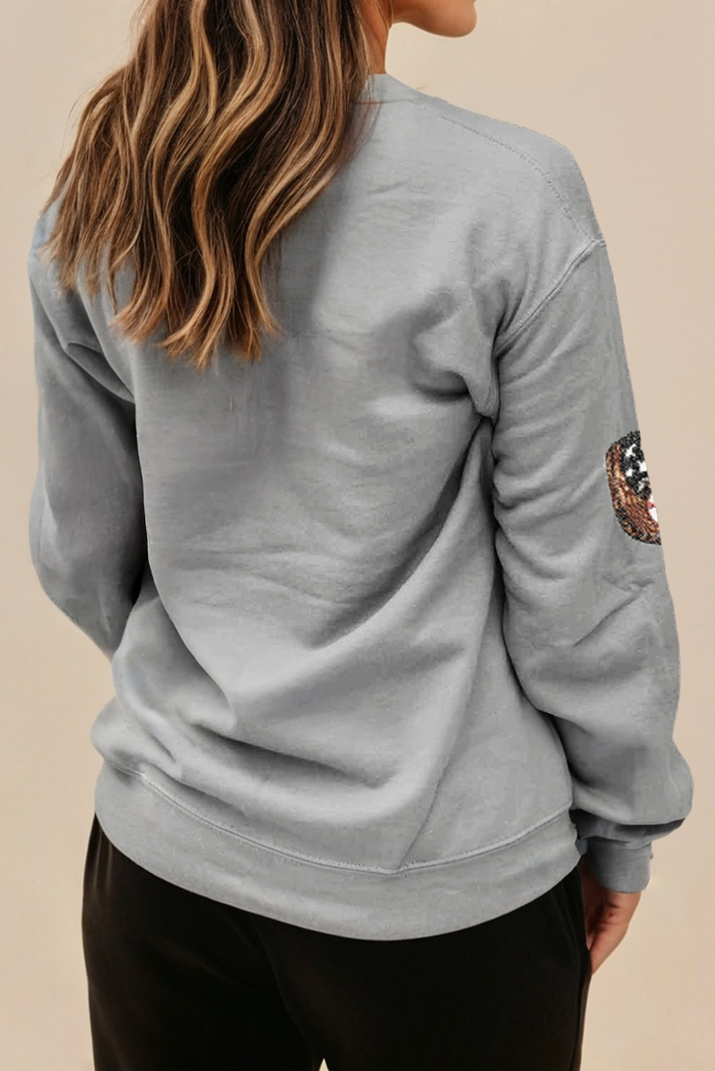Sequin Baseball Patch Casual Sweatshirt