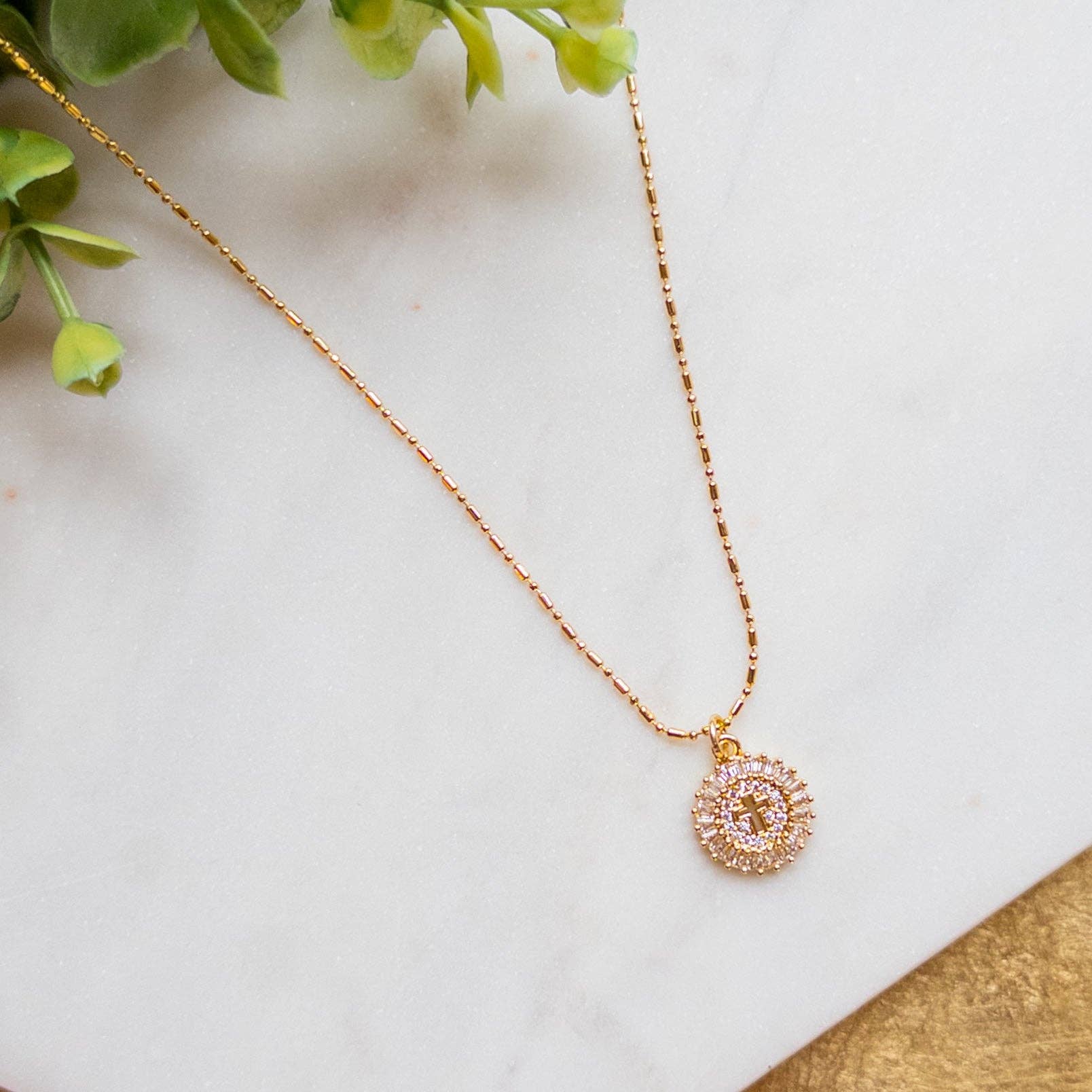 Circle Cross Charm Necklace