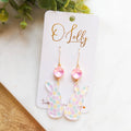 Easter Bunny Acrylic Earrings w/Pink Stone “Hops”