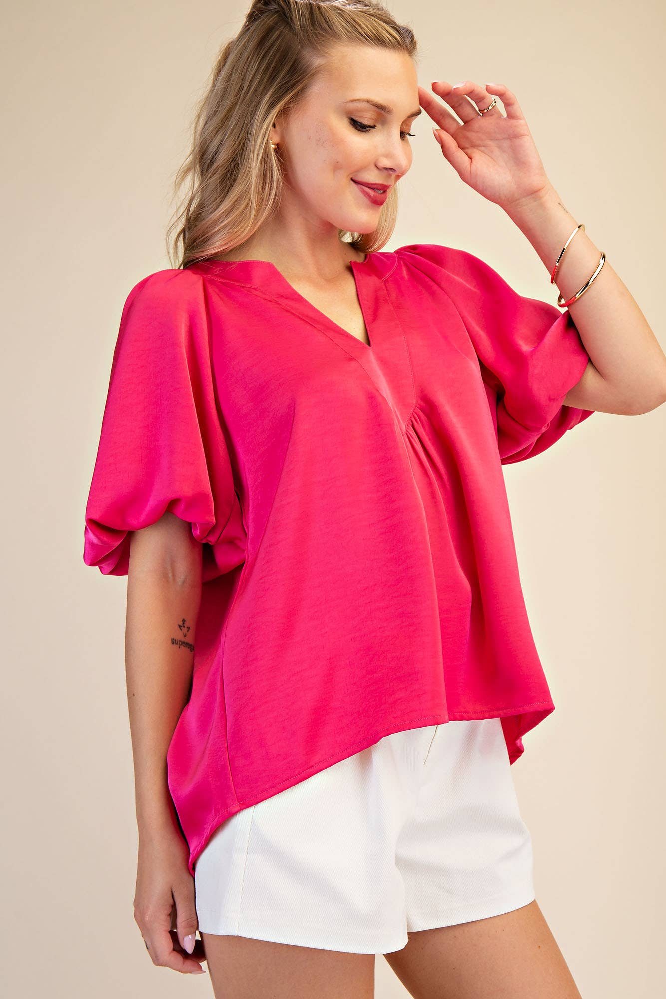 V-Neck Puff Sleeve Top