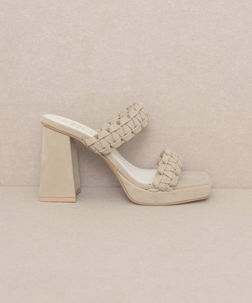 The Zenda Taupe | Braided Chunky Platform Party Heel
