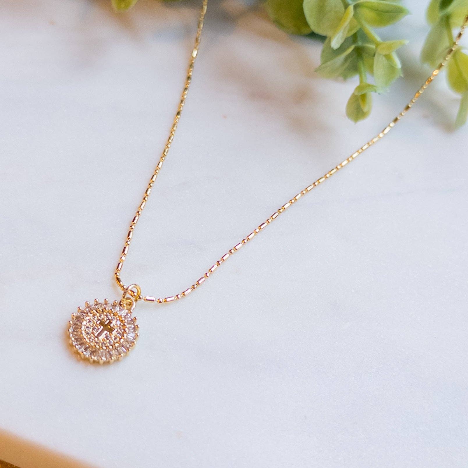 Circle Cross Charm Necklace