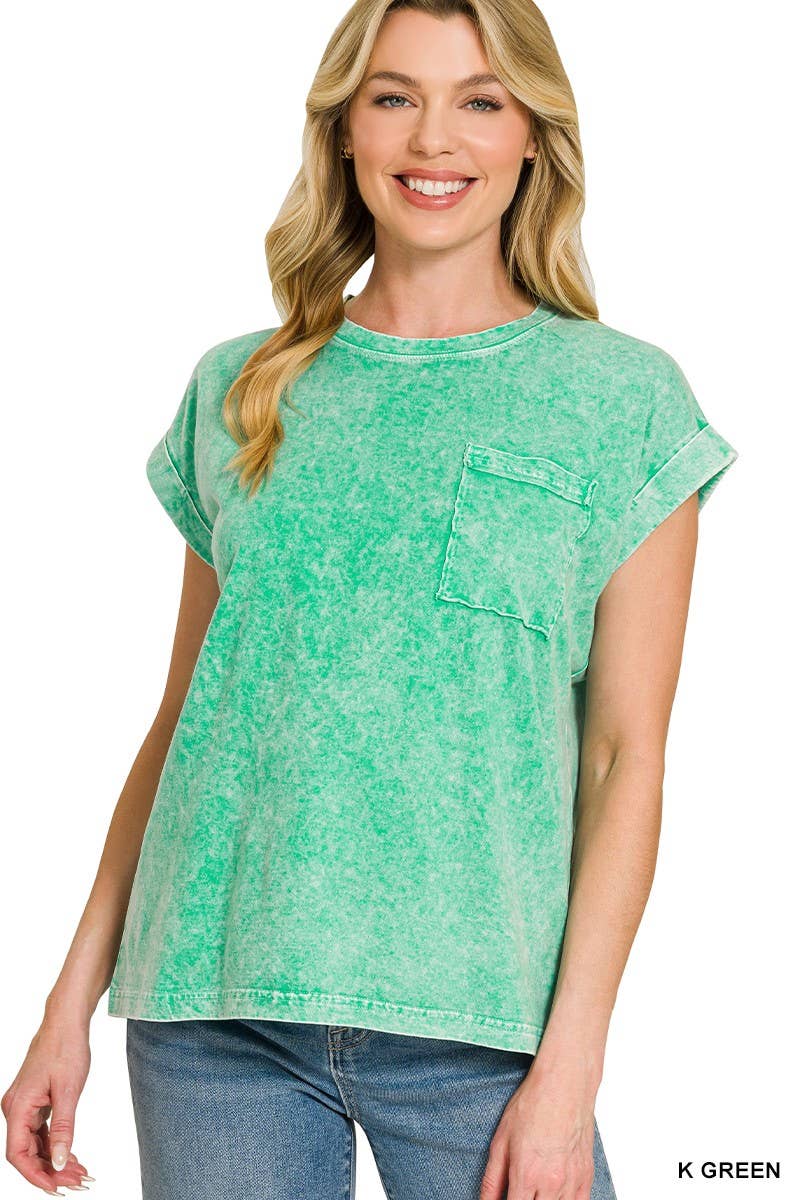 Halo Washed Cuffed Short Sleeve Tee