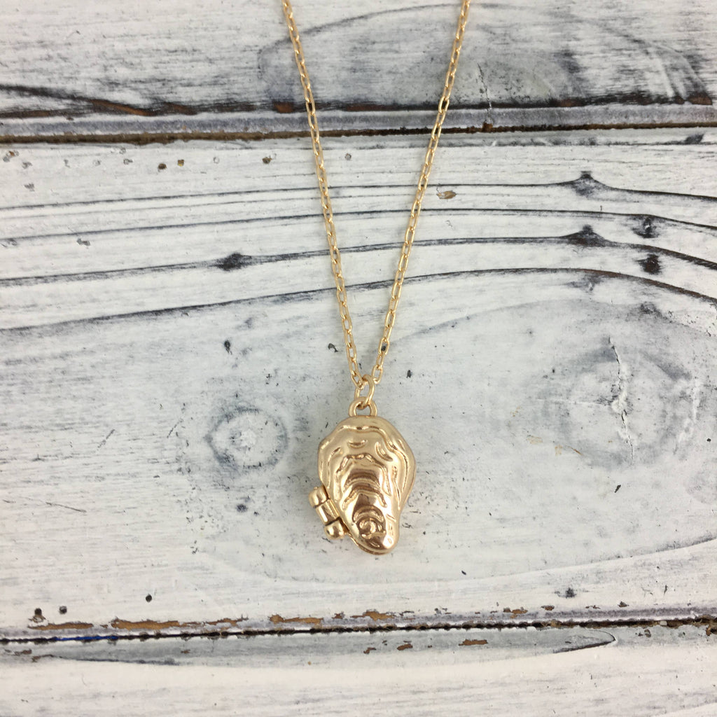 Oyster Locket Necklace Gold