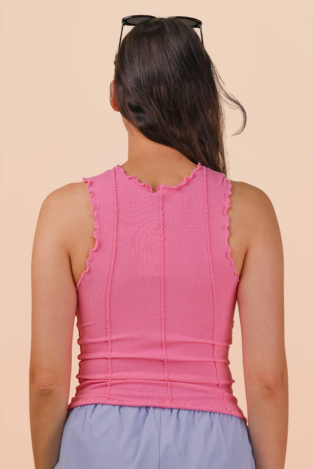 Lettuce Hem Casual Fitted Tank