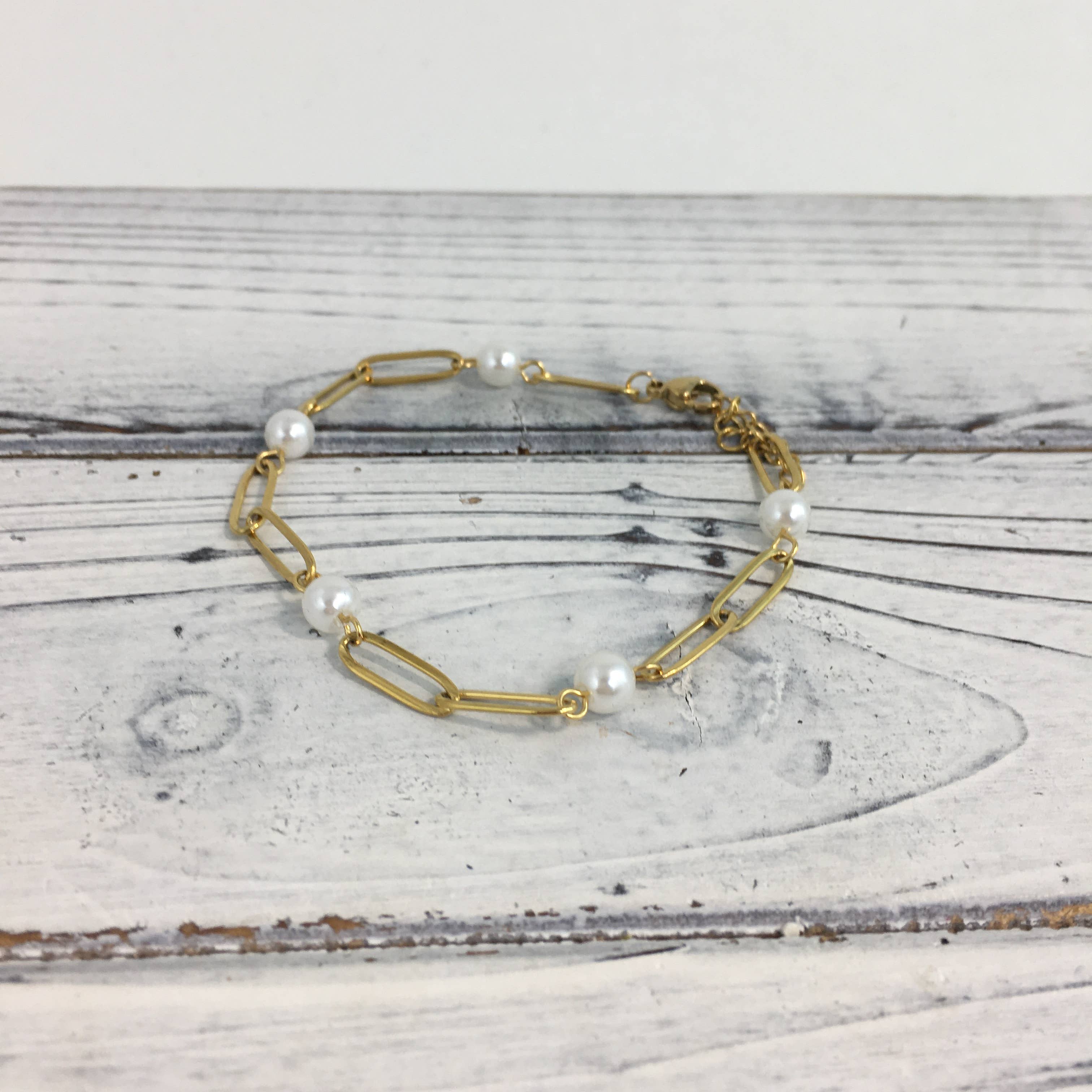 Pearl chain link bracelet 