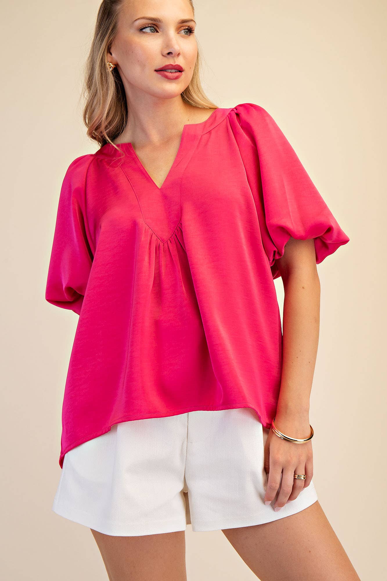 V-Neck Puff Sleeve Top