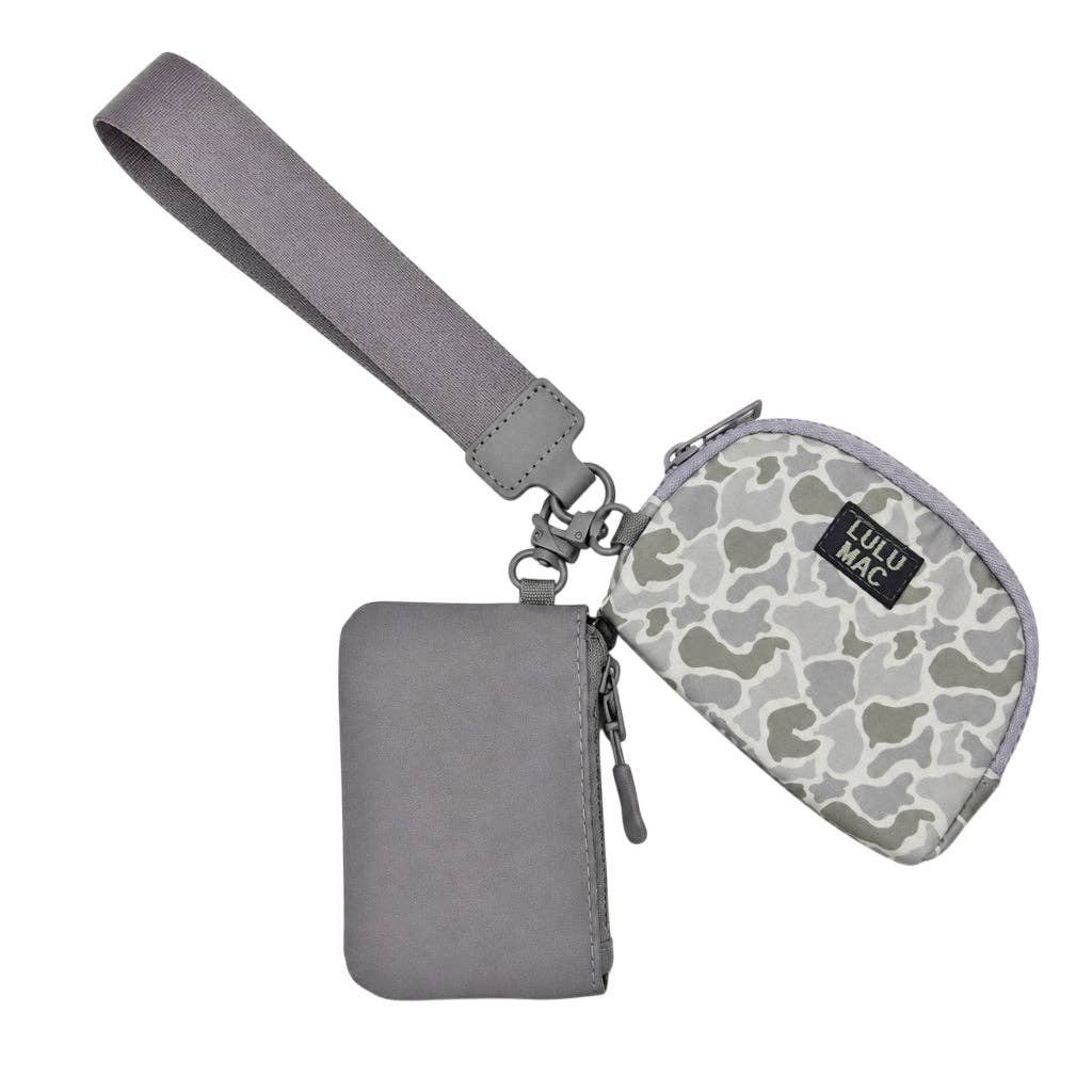 Grey/White Camo Lulu Mac Wristlet