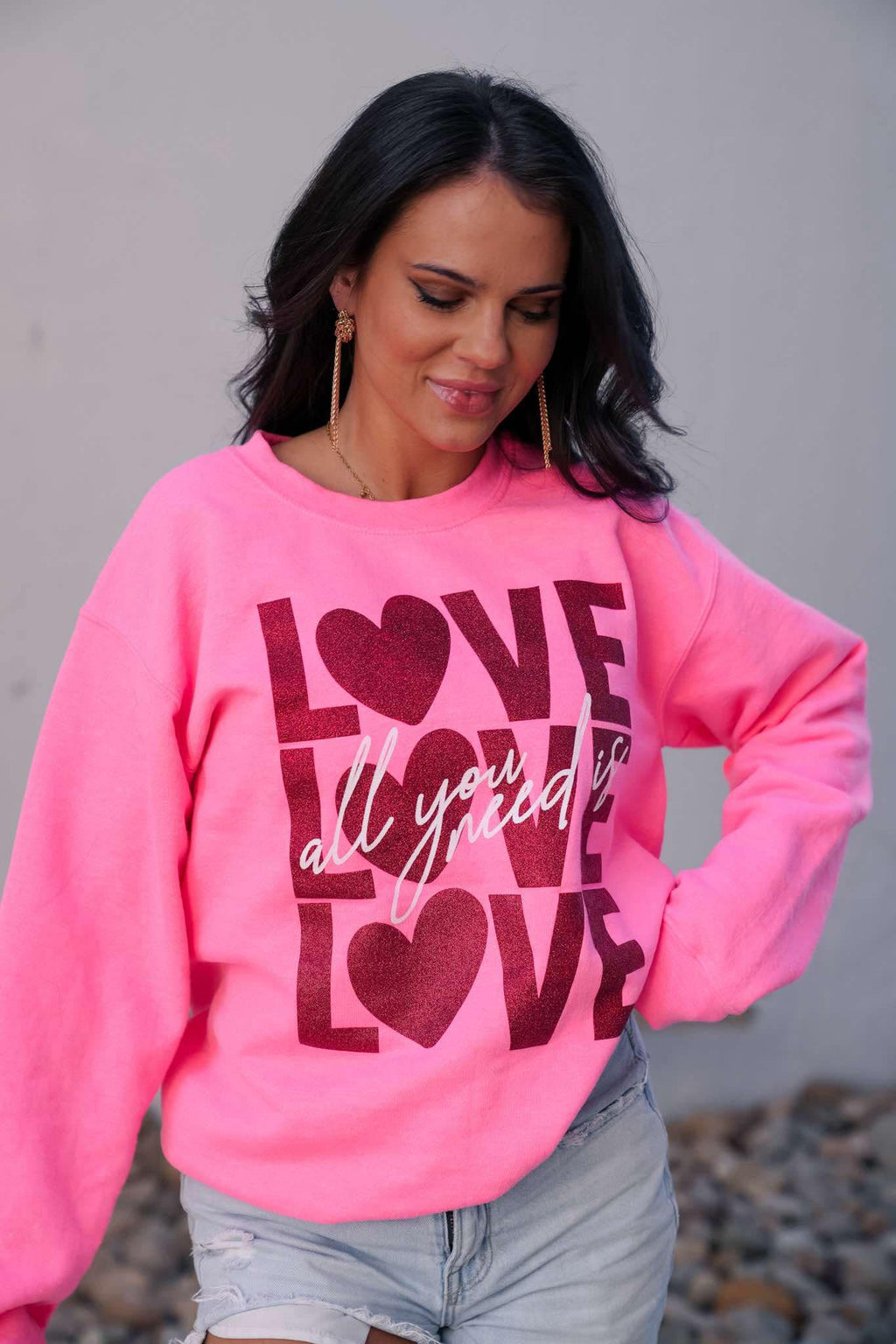 Love Is All You Need | Glitter | Hot Pink | Sweatshirt