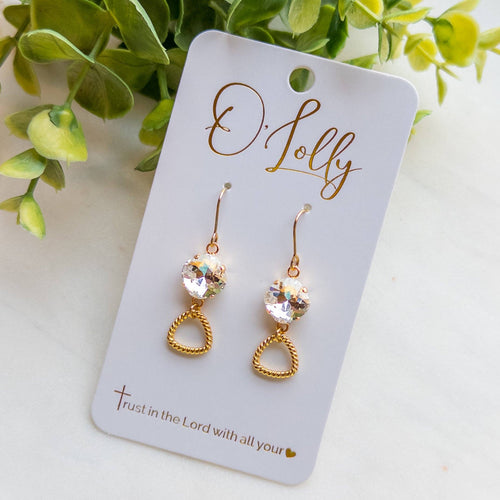 Clear Stone w/Gold Dangle ER
