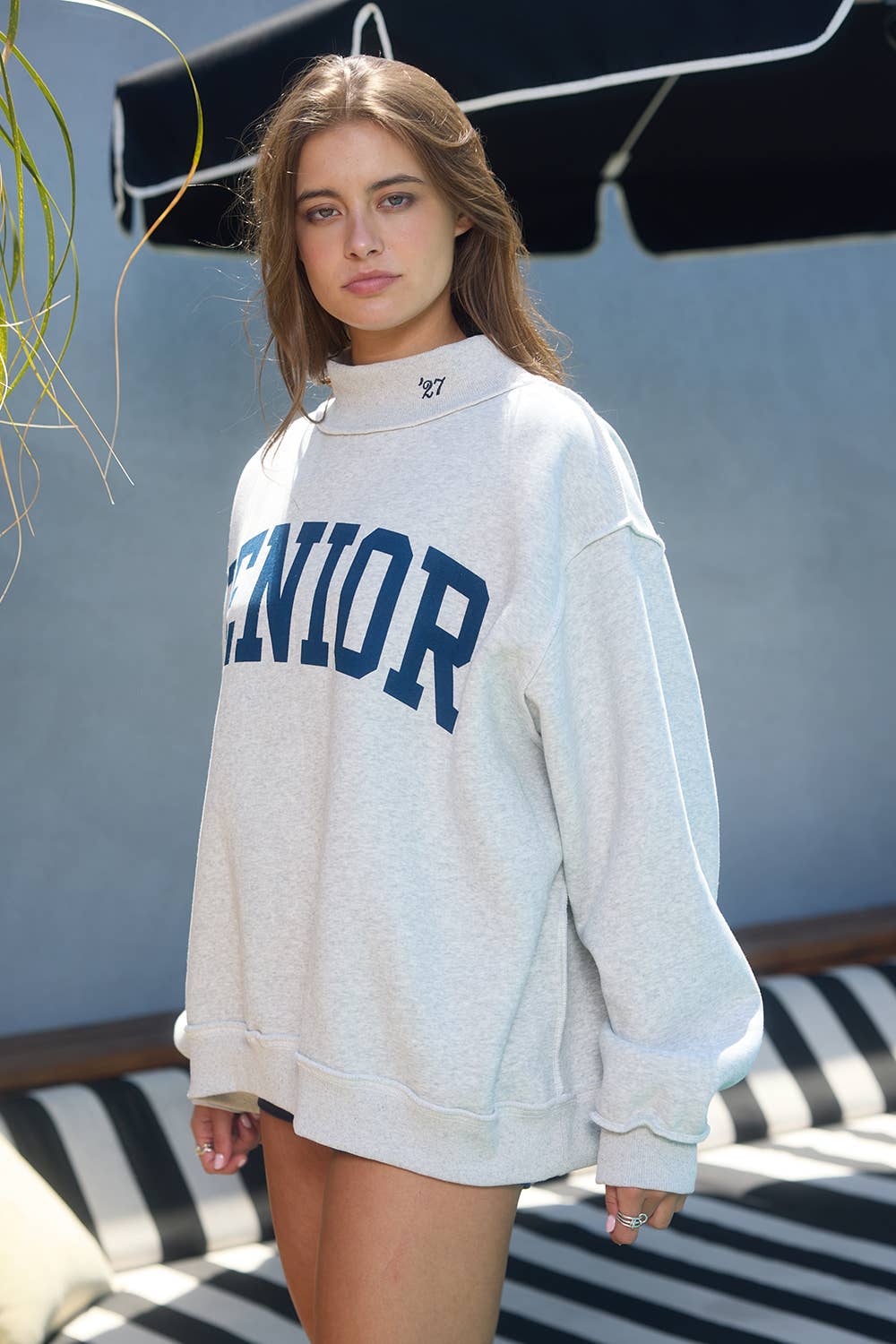 'SENIOR' Reversible Mock-Neck Sweatshirt