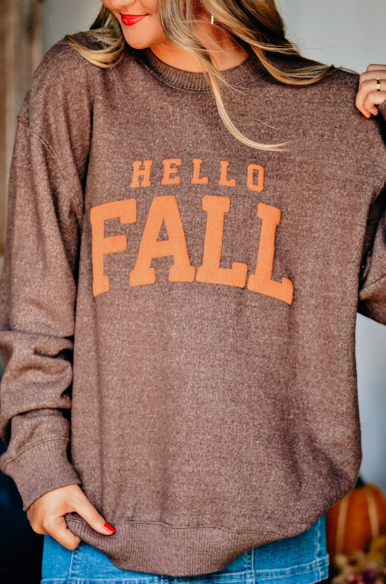 Hello Fall Knit Sweatshirt