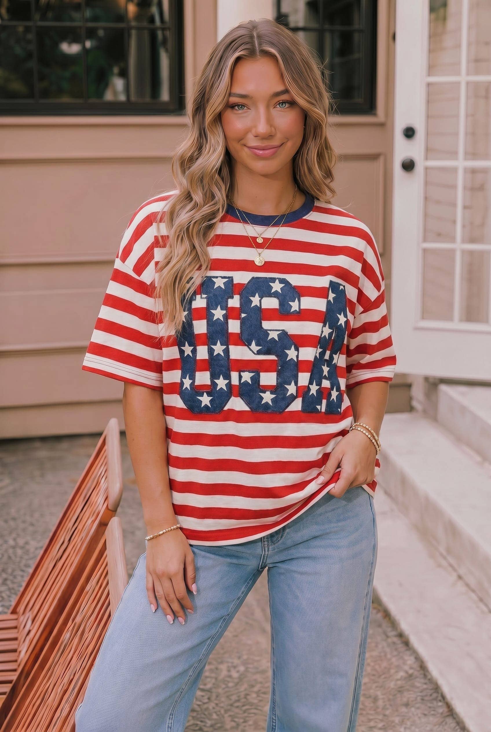 USA Oversized Striped Tee