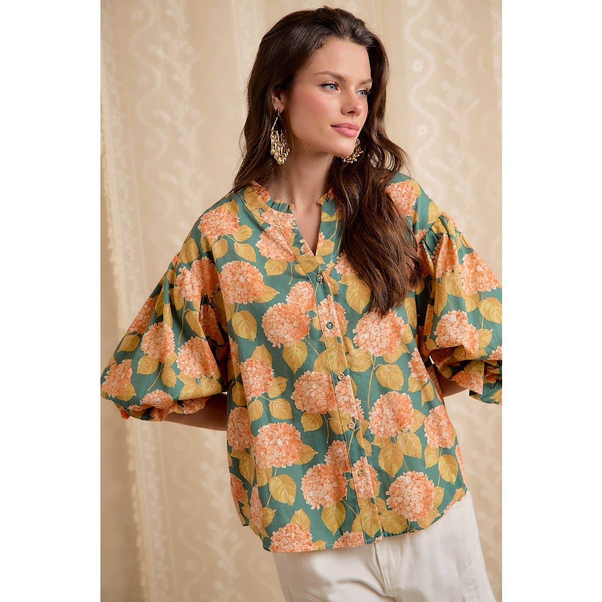 Botanical Floral Print Blouse