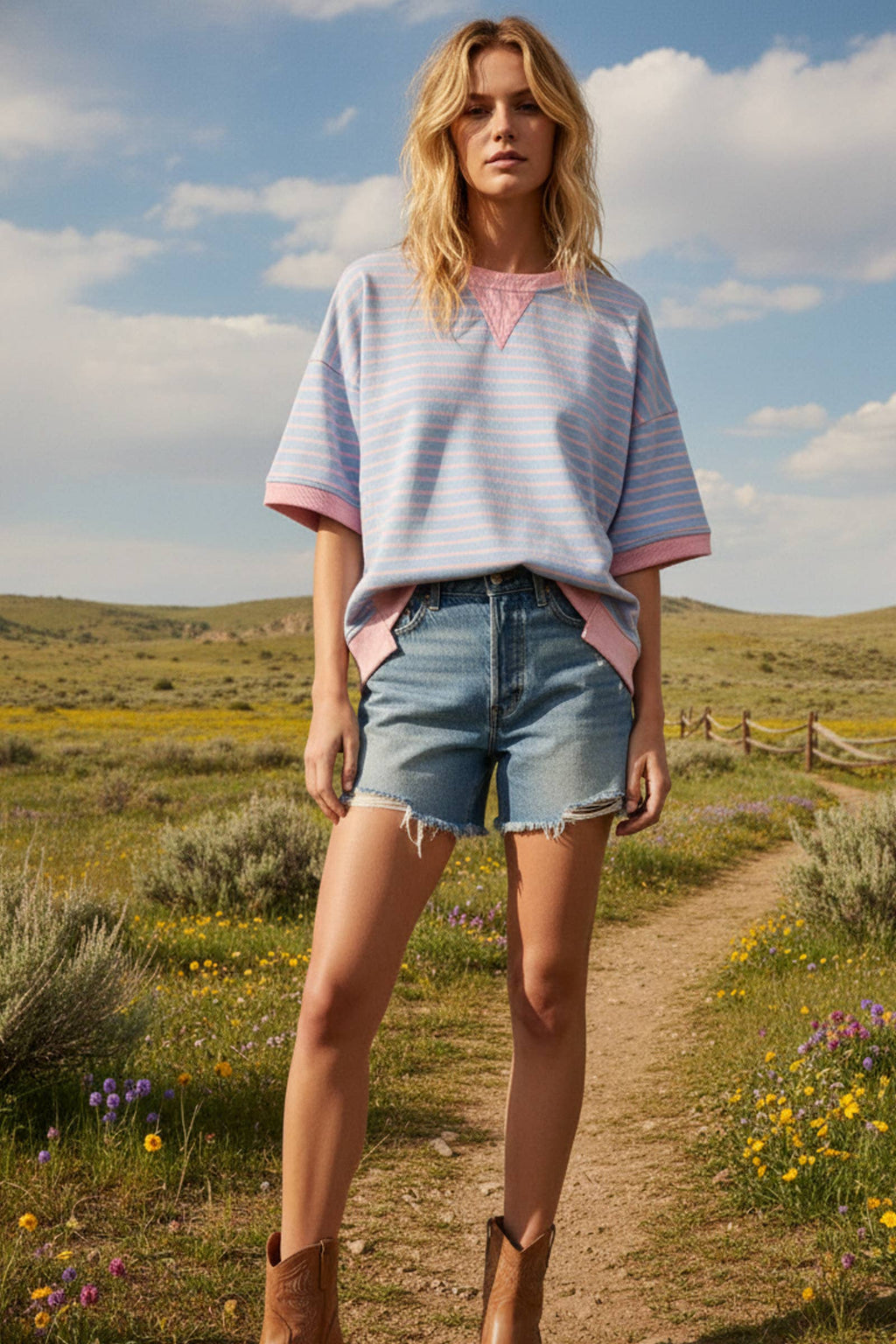 STRIPED TERRY OVERSIZED TOP